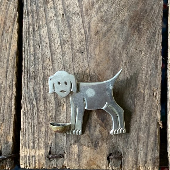 Vintage 925 Silver Doggie Brooch-unique - Picture 6 of 11